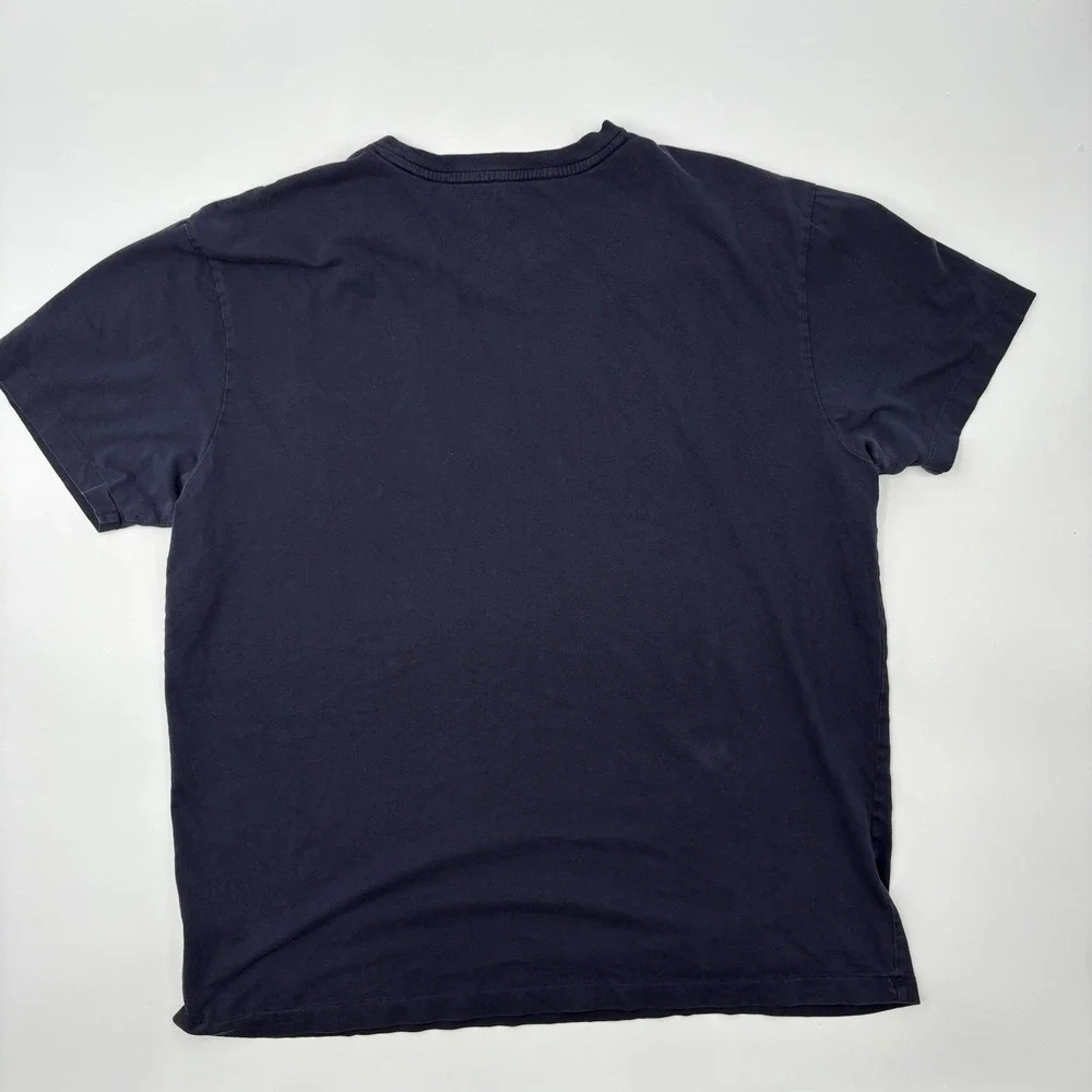 Polo Ralph Lauren Men's Large Navy Blue Crewneck Pocket T-Shirt Red Pony Flawed